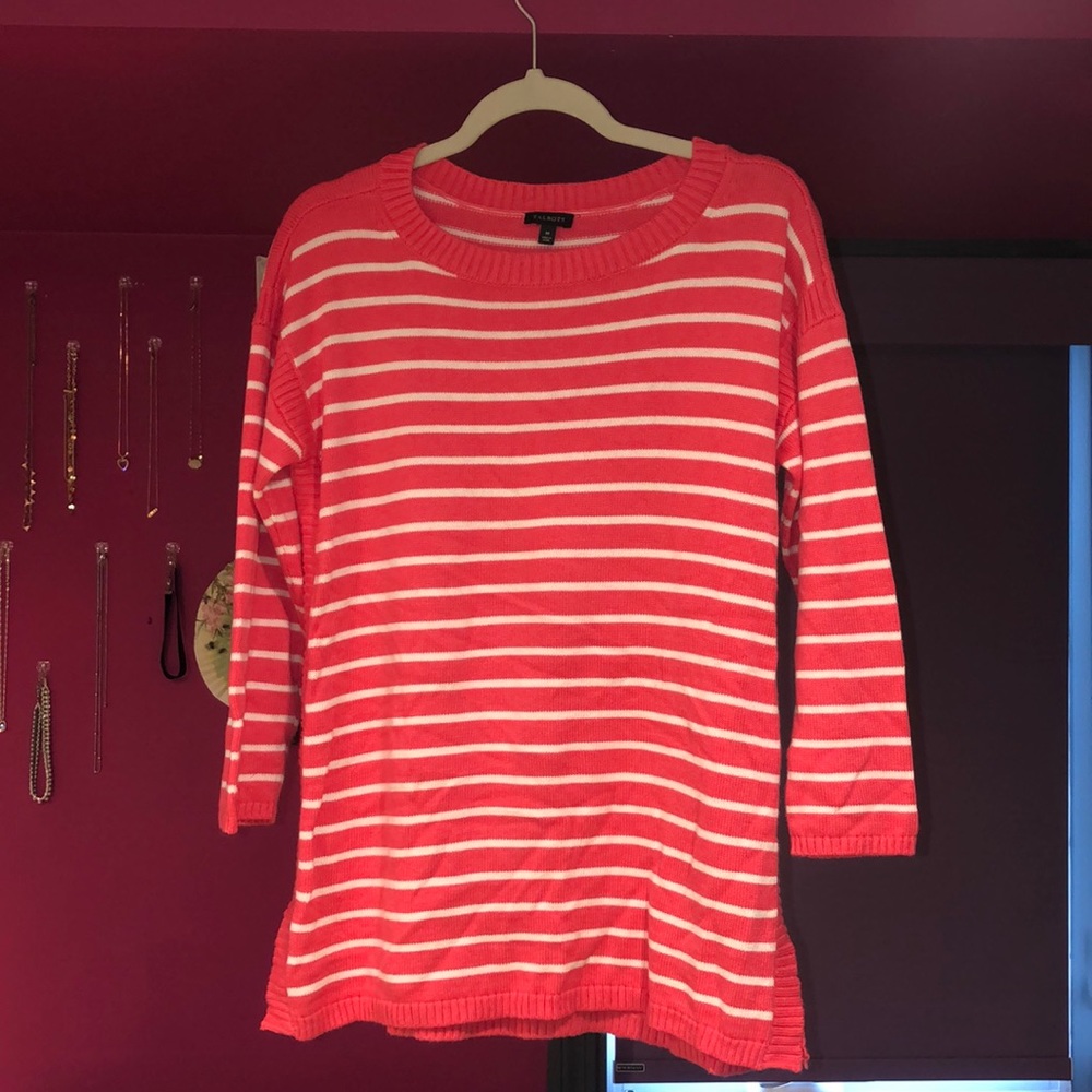 Talbots pink and white striped sweater
